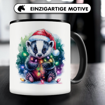 Tasse mit dem Motiv Dachs mit Weihnachtsmtze - Ansicht 3