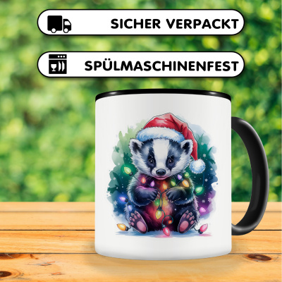 Tasse mit dem Motiv Dachs mit Weihnachtsmtze - Ansicht 4