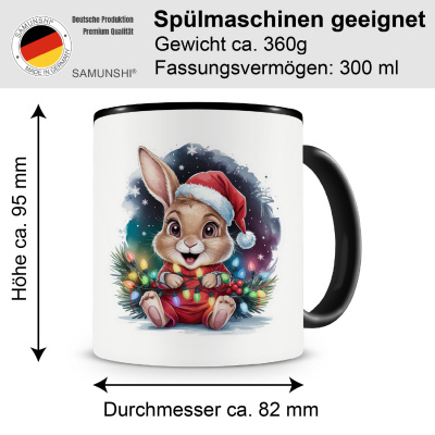 Tasse mit dem Motiv Hase mit Weihnachtsmtze - Ansicht 2