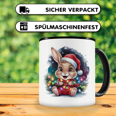 Tasse mit dem Motiv Hase mit Weihnachtsmtze - Ansicht 4