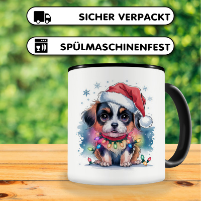 Tasse mit dem Motiv Hund mit Weihnachtsmtze - Ansicht 4