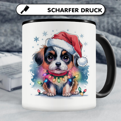 Tasse mit dem Motiv Hund mit Weihnachtsmtze - Ansicht 5