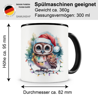 Tasse mit dem Motiv Eule mit Weihnachtsmtze - Ansicht 2