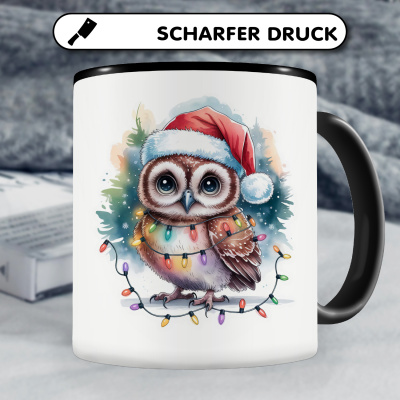 Tasse mit dem Motiv Eule mit Weihnachtsmtze - Ansicht 5