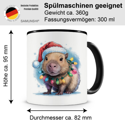 Tasse mit dem Motiv Capybara mit Weihnachtsmtze - Ansicht 2