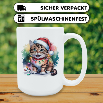 XXL Tasse mit dem Motiv Katze mit Weihnachtsmtze - Ansicht 4