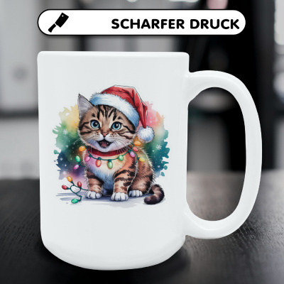 XXL Tasse mit dem Motiv Katze mit Weihnachtsmtze - Ansicht 5