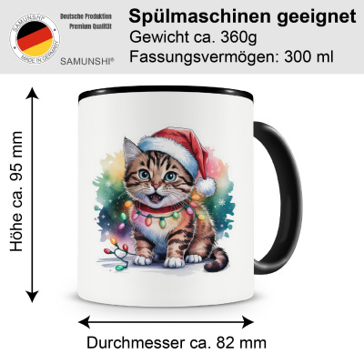 Tasse mit dem Motiv Katze mit Weihnachtsmtze - Ansicht 2