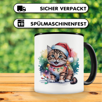 Tasse mit dem Motiv Katze mit Weihnachtsmtze - Ansicht 4