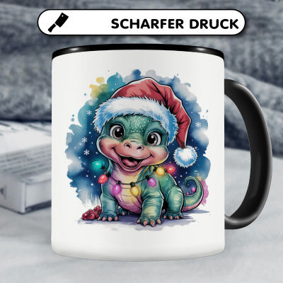 Tasse mit dem Motiv Dino mit Weihnachtsmtze - Ansicht 5