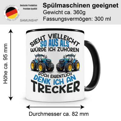 Tasse mit dem Motiv Sieht vielleicht so aus Trecker Blau - Ansicht 2