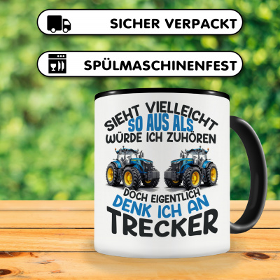 Tasse mit dem Motiv Sieht vielleicht so aus Trecker Blau - Ansicht 4