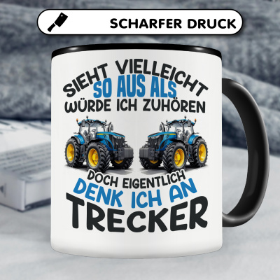 Tasse mit dem Motiv Sieht vielleicht so aus Trecker Blau - Ansicht 5