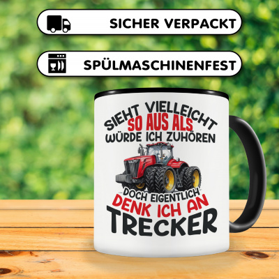 Tasse mit dem Motiv Sieht vielleicht so aus Trecker Rot - Ansicht 4