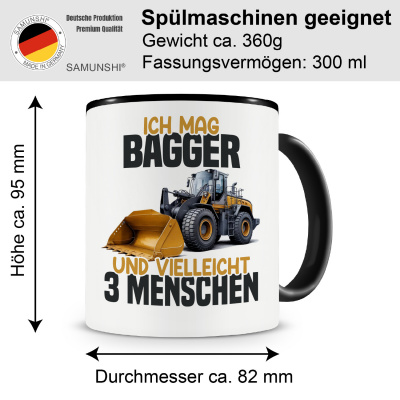 Tasse mit dem Motiv Ich mag Bagger - Ansicht 2