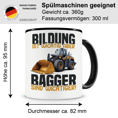 Tasse mit dem Motiv Bildung Wichtig Bagger Wichtiger - Ansicht 2