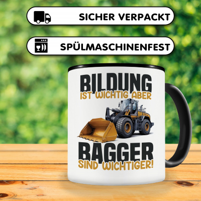 Tasse mit dem Motiv Bildung Wichtig Bagger Wichtiger - Ansicht 4