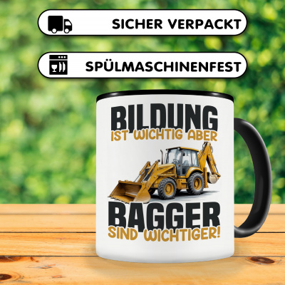 Tasse mit dem Motiv Bildung Wichtig Bagger Wichtiger - Ansicht 4