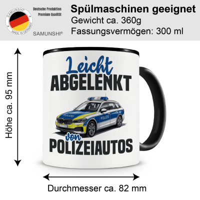 Tasse mit dem Motiv Leicht abgelenkt von Polizeiautos - Ansicht 2