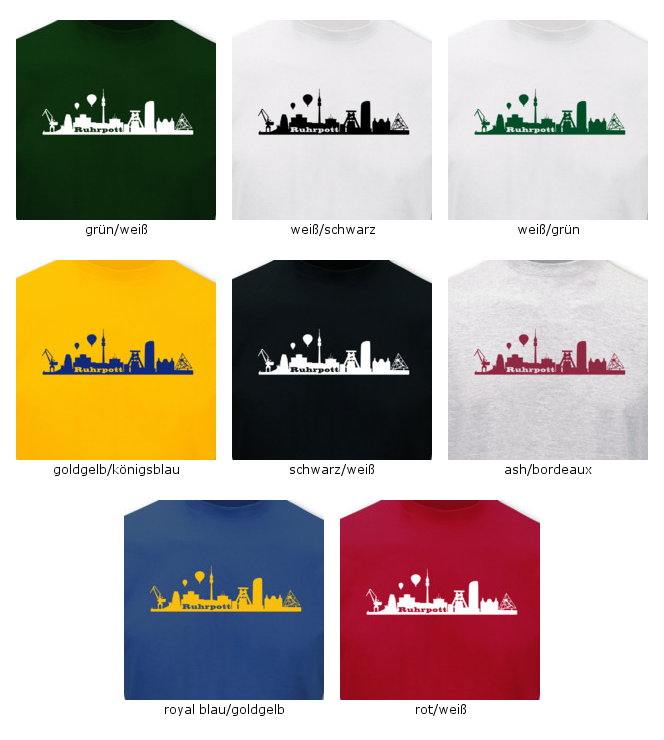   Shirt Ruhrpott Skyline Stadt Ruhrgebiet Sols 8 Farben S   5XL  